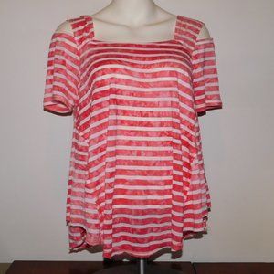 Umgee Red and White Striped Blouse